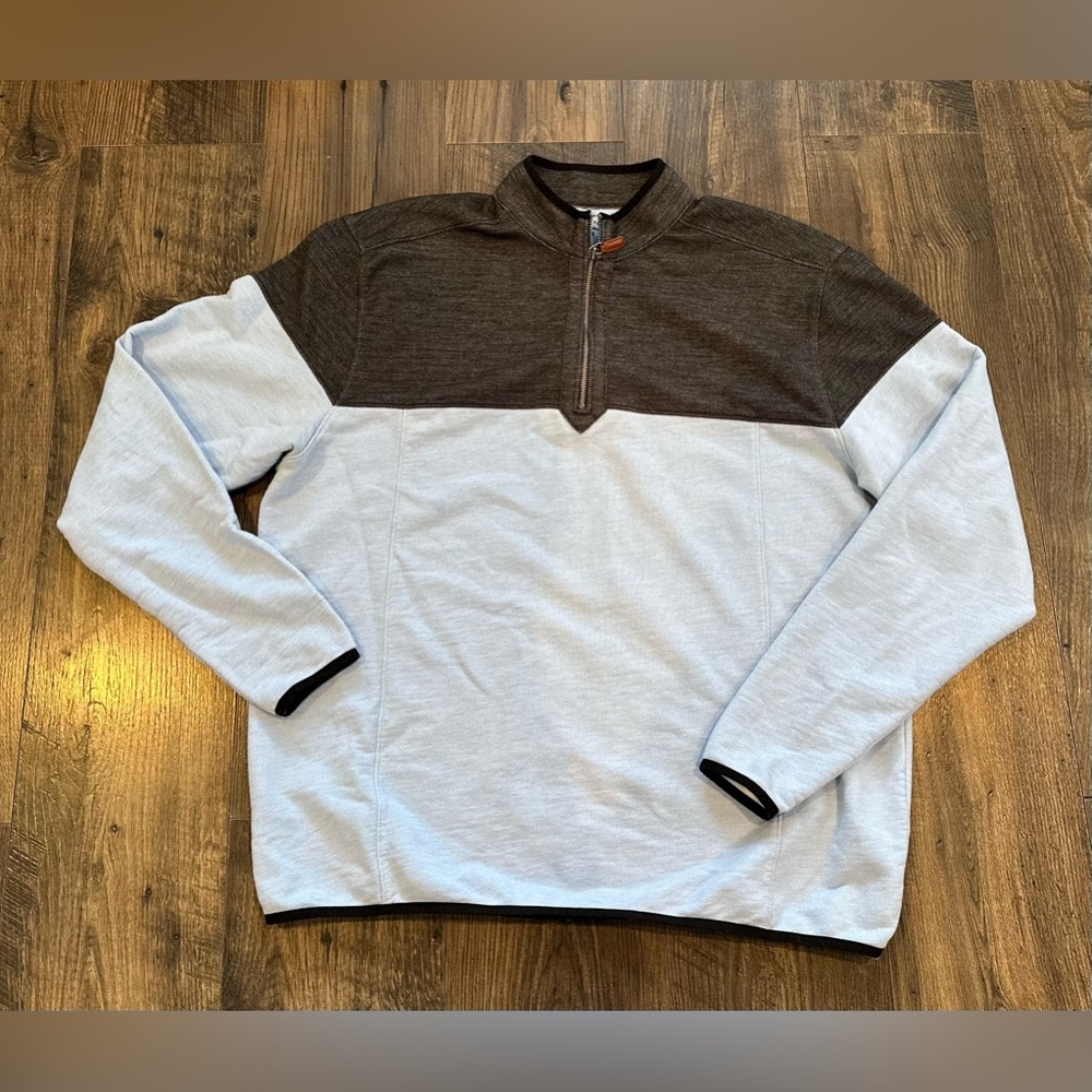GUC Men's Bermuda Sands Sweater Light Blue Gray 1/4 Zip Sweatshirt, Size: XL